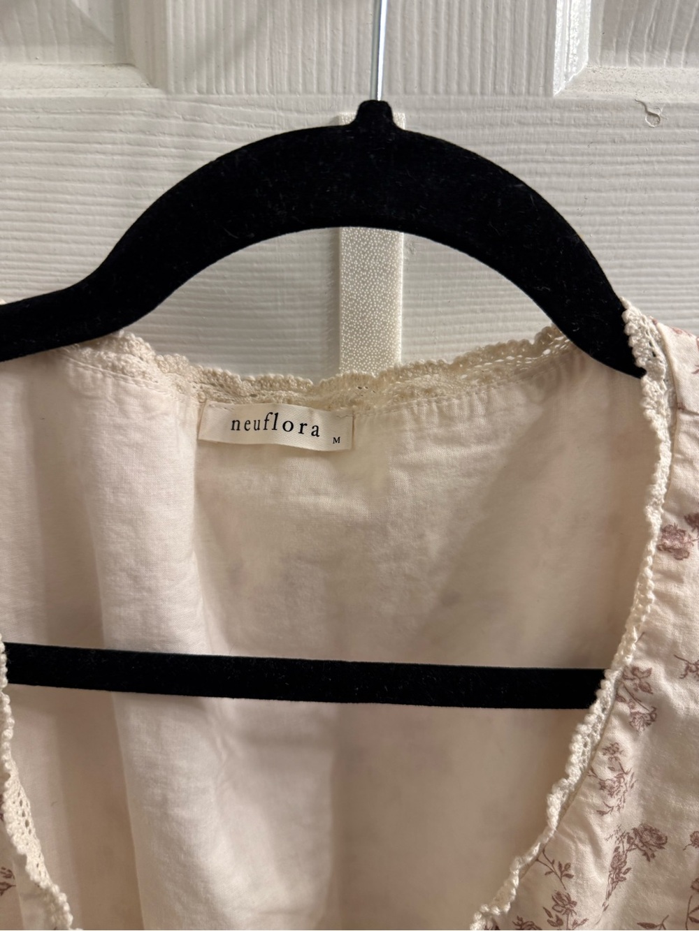 EUC Neuflora Cottonwood Dress Medium pink Floral Midi Dress Cream cotton - Picture 3 of 3